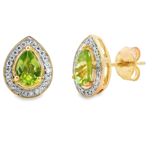 Bids.com 1.00ct Peridot Diamond Dangle Earrings 10KT Yellow Gold Earrings White Smoke Default Title