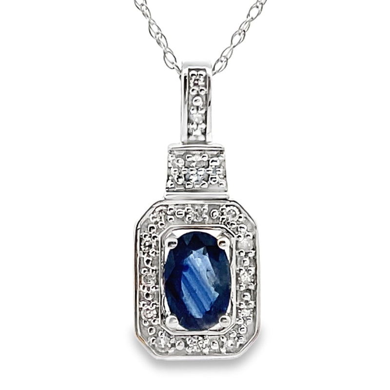 Bids.com .66ct Sapphire Diamond Fashion Pendants 10KT White Gold Pendants White Smoke 18