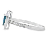 Bids.com .54ct Sapphire Diamond Ring 10KT White Gold Rings White Smoke 7.0