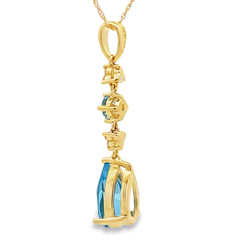 Bids.com Blue Topaz Diamond Fashion Pendants 10KT Yellow Gold Pendants White Smoke 18