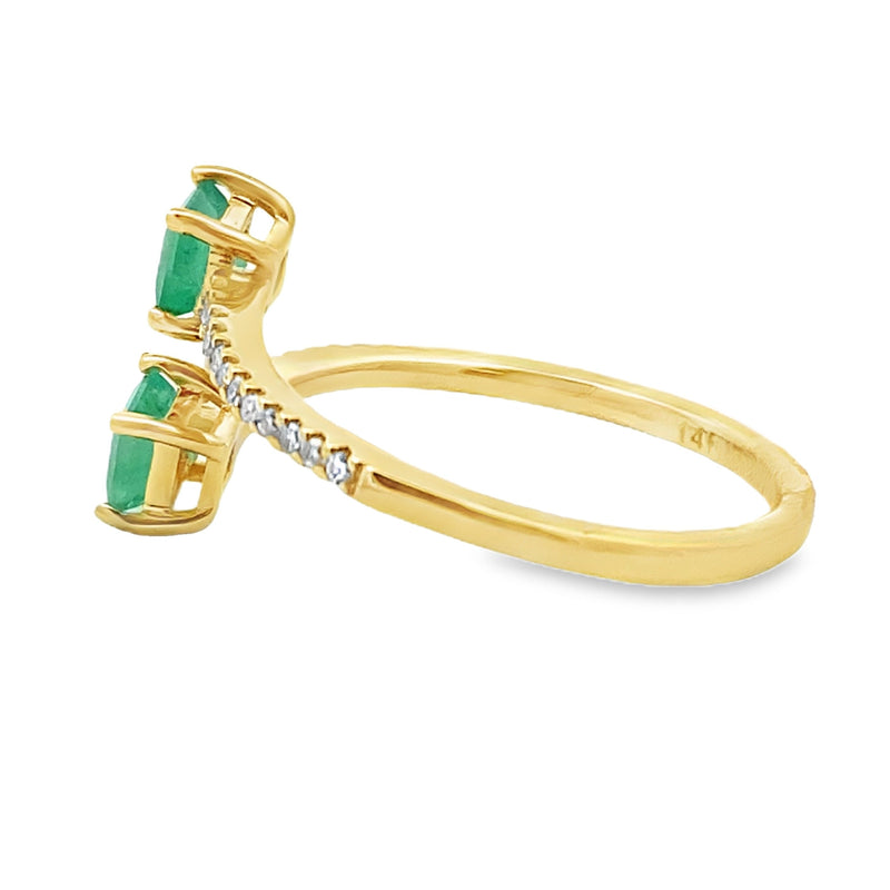 Bids.com .47ct Emerald Diamond Ring 14KT Yellow Gold Rings White Smoke 7