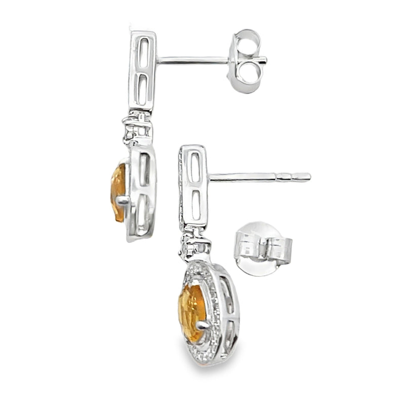 Bids.com 1.06ct Citrine Diamond Dangle Earrings 10KT White Gold Earrings White Smoke