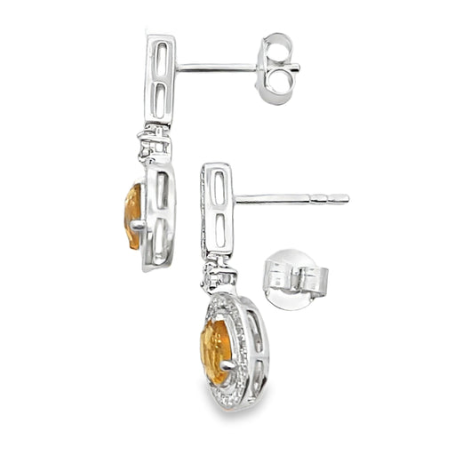 Bids.com 1.06ct Citrine Diamond Dangle Earrings 10KT White Gold Earrings White Smoke