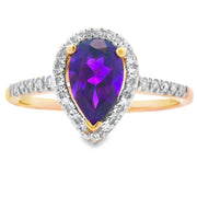Bids.com .98ct Amethyst Diamond Ring 14KT Yellow Gold Rings White Smoke 7