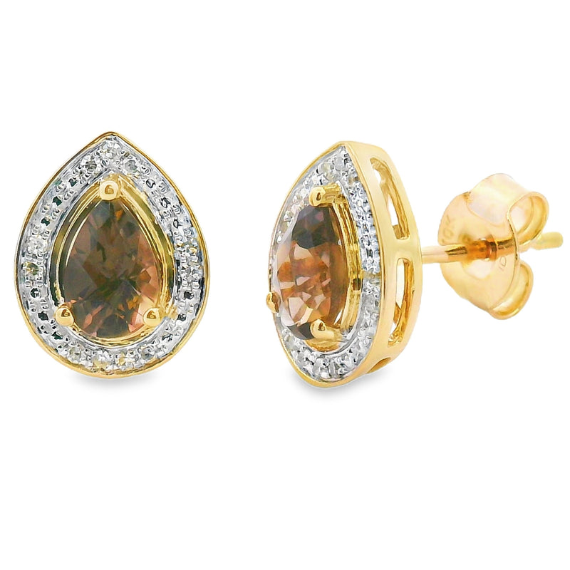 Bids.com .87ct Quartz Diamond Dangle Earrings 10KT Yellow Gold Earrings White Smoke Default Title