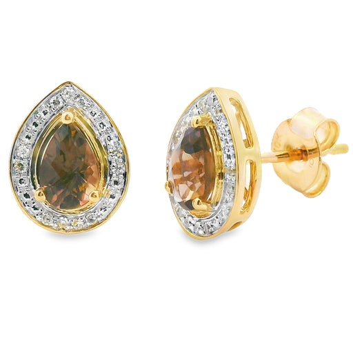 Bids.com .87ct Quartz Diamond Dangle Earrings 10KT Yellow Gold Earrings White Smoke Default Title