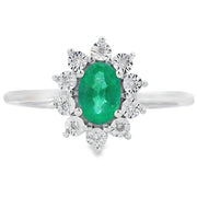 Bids.com .43ct Emerald Diamond Ring 10KT White Gold Rings White Smoke 7.0
