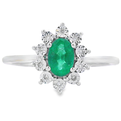 Bids.com .43ct Emerald Diamond Ring 10KT White Gold Rings White Smoke 7.0