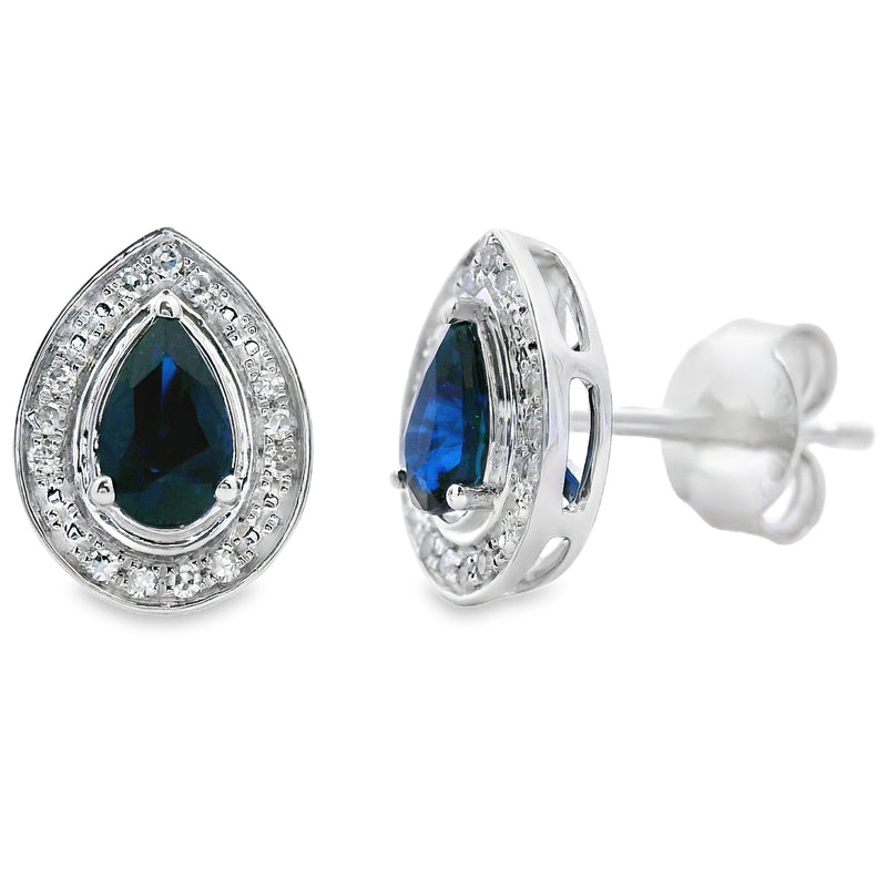 Bids.com .58ct Sapphire Diamond Stud Earrings 10KT White Gold Earrings White Smoke Default Title