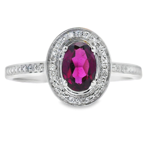 Bids.com .62ct Garnet Diamond Ring 10KT White Gold Rings White Smoke 7.0