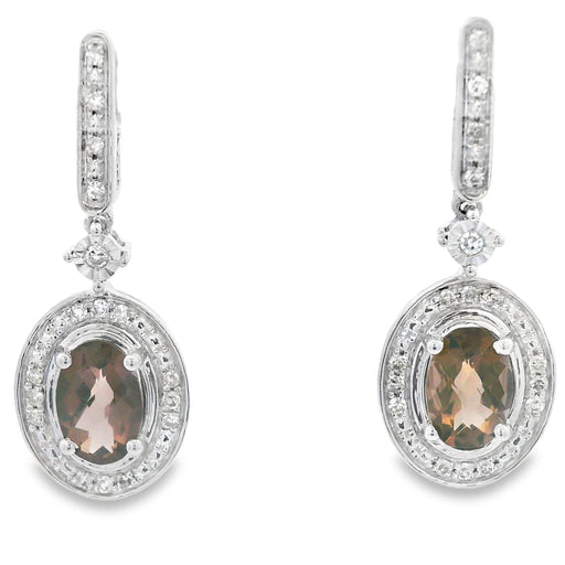 Bids.com .88ct Quartz Diamond Dangle Earrings 10KT White Gold Earrings White Smoke Default Title