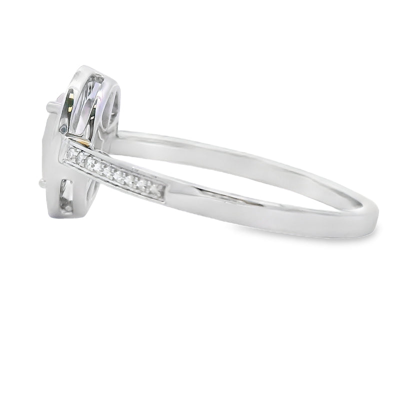 Bids.com .44ct Rose Quartz Diamond Ring 10KT White Gold Rings White Smoke 7.0