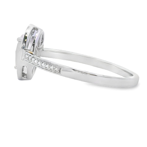 Bids.com .44ct Rose Quartz Diamond Ring 10KT White Gold Rings White Smoke 7.0
