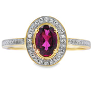 Bids.com .62ct Garnet Diamond Ring 10KT Yellow Gold Rings White Smoke 7.0
