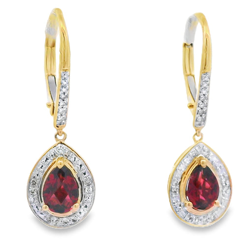 Bids.com 1.05ct Garnet Diamond Dangle Earrings 10KT Yellow Gold Earrings White Smoke Default Title