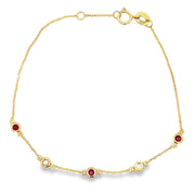 Bids.com .25ct Ruby Diamond Bracelet 14KT Yellow Gold Bracelets White Smoke 6.5-7
