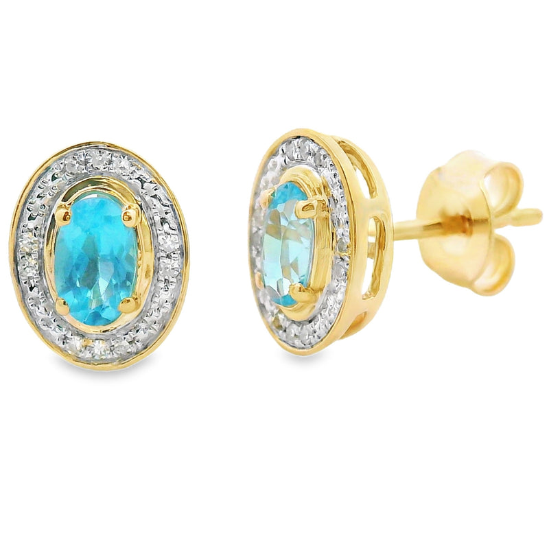 Bids.com .62ct Blue Topaz Diamond Earrings 10KT Yellow Gold Earrings White Smoke Default Title