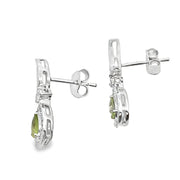 Bids.com .52ct Peridot Diamond Dangle Earrings 10KT White Gold Earrings White Smoke
