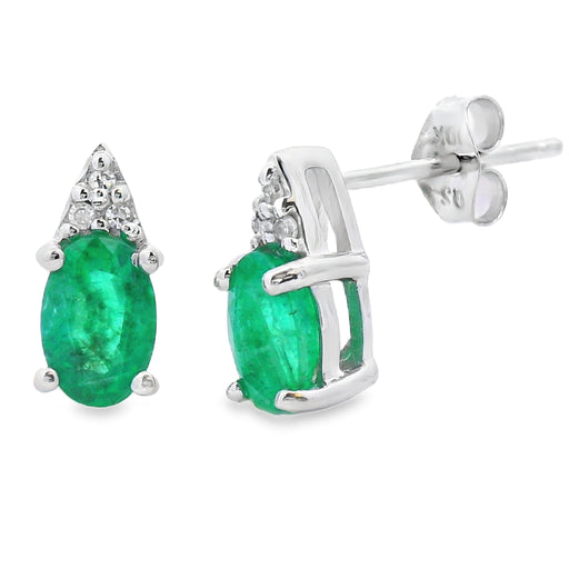 Bids.com 1.03ct Emerald Diamond Stud Earrings 10KT White Gold Earrings White Smoke Default Title