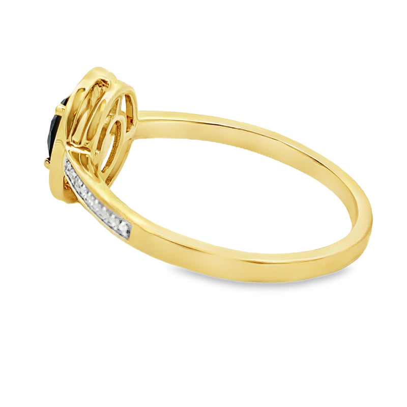 Bids.com .55ct Onyx Diamond Ring 10KT Yellow Gold Rings White Smoke 7.0