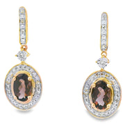Bids.com .88ct Quartz Diamond Dangle Earrings 10KT Yellow Gold Earrings White Smoke Default Title