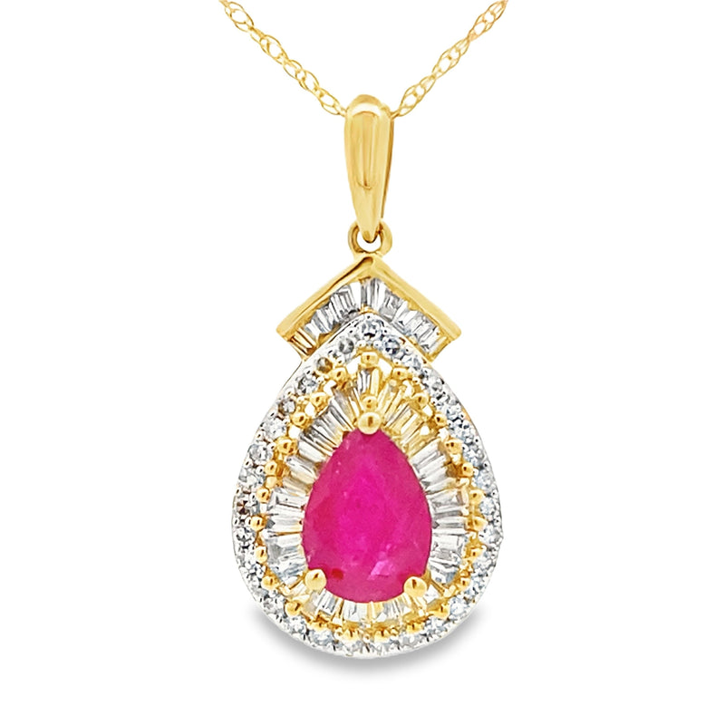 Bids.com 1.25ct Ruby Diamond Fashion Pendants 14KT Yellow Gold Pendants White Smoke 18