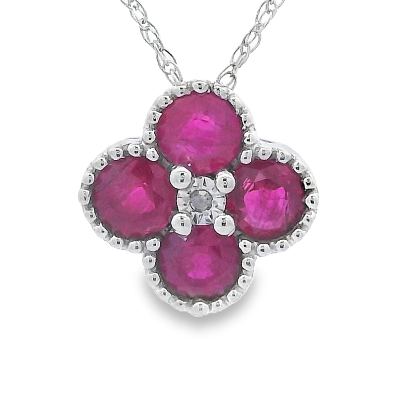 Bids.com .77ct Ruby Diamond Fashion Pendants 14KT White Gold Pendants White Smoke 18