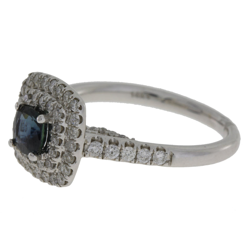 Bids.com 1.22ct Sapphire Diamond Ring 14KT White Gold Rings White Smoke 7.0