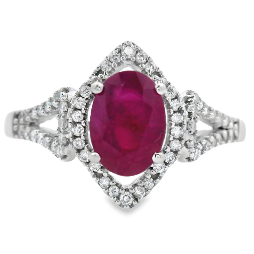 Bids.com 1.26ct Ruby Diamond Ring 14KT White Gold Rings White Smoke 7