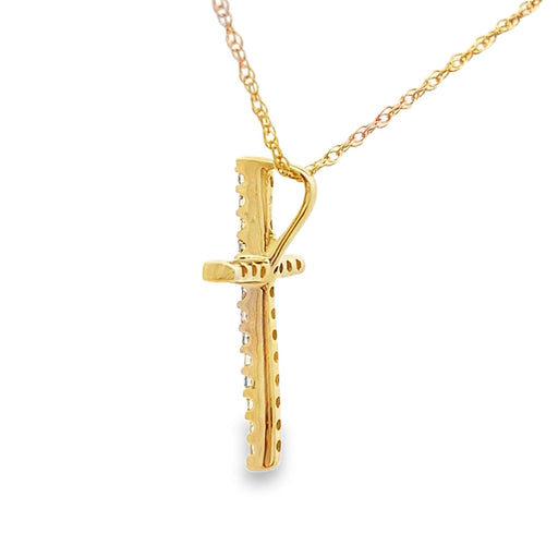 Bids.com .10ct Diamond Cross Religious Pendant 14KT Yellow Gold Pendants White Smoke 18