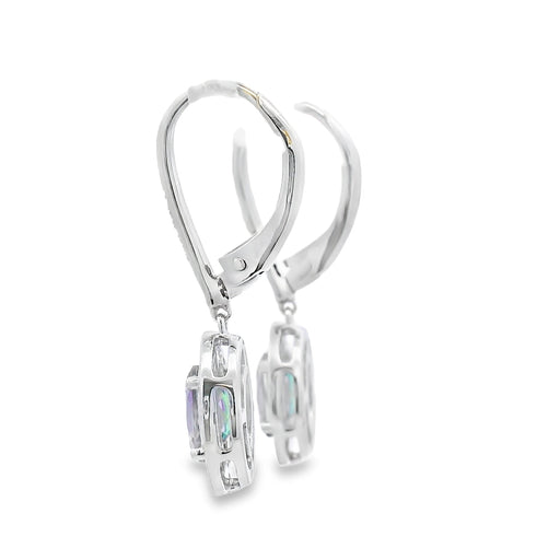 Bids.com .89ct Mystic Fire Topaz Dangle Earrings 10KT White Gold Earrings White Smoke