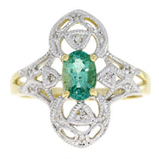 Bids.com .70ct Emerald Diamond Ring 10KT Yellow Gold Rings White Smoke 7.0