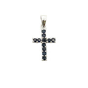 Bids.com .21ct Sapphire Cross Religious Pendant 10KT White Gold Pendants White Smoke Default Title