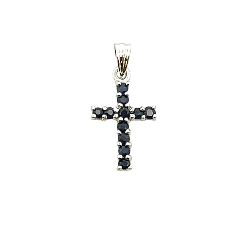 Bids.com .21ct Sapphire Cross Religious Pendant 10KT White Gold Pendants White Smoke Default Title
