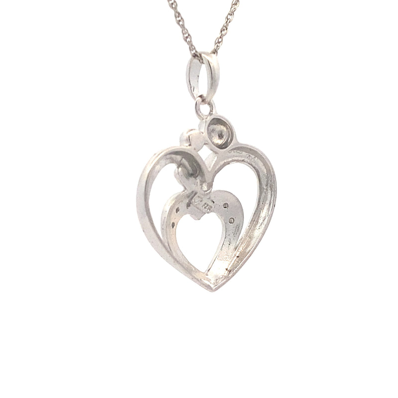 Bids.com .10ct Diamond Heart Love Pendant Sterling Silver Pendants White Smoke 18
