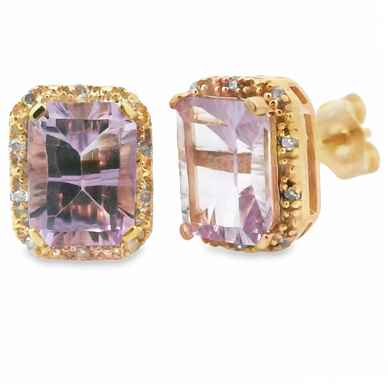 Bids.com 1.15ct Amethyst Diamond Earrings 10KT Yellow Gold Earrings White Smoke Default Title