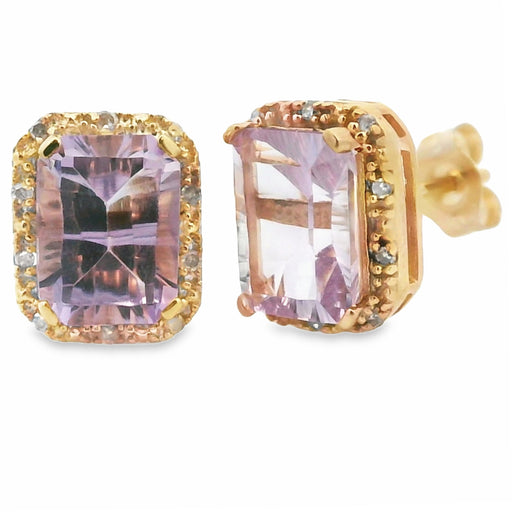 Bids.com 1.15ct Amethyst Diamond Earrings 10KT Yellow Gold Earrings White Smoke Default Title