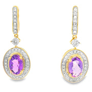 Bids.com .93ct Amethyst Diamond Dangle Earrings 10KT Yellow Gold Earrings White Smoke Default Title
