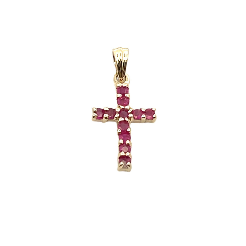 Bids.com .21ct Ruby Cross Religious Pendant 10KT Yellow Gold Pendants White Smoke Default Title