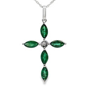 Bids.com Emerald Diamond Cross Religious Pendant 10KT White Gold Pendants White Smoke 18