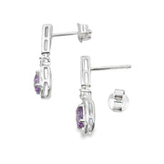 Bids.com .93ct Amethyst Diamond Dangle Earrings 10KT White Gold Earrings White Smoke