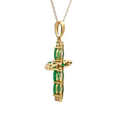 Bids.com .65ct Emerald Cross Religious Pendant 10KT Yellow Gold Pendants White Smoke 18