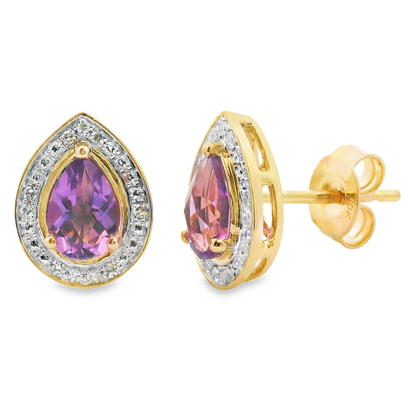 Bids.com .90ct Amethyst Diamond Dangle Earrings 10KT Yellow Gold Earrings White Smoke Default Title