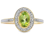 Bids.com .55ct Peridot Diamond Ring 10KT Yellow Gold Rings White Smoke 7.0
