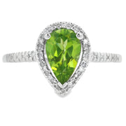 Bids.com 1.10ct Peridot Diamond Ring 14KT White Gold Rings White Smoke 7