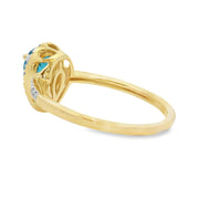 Bids.com 1.13ct London Blue Topaz Diamond Ring 14KT Yellow Gold Rings White Smoke 7