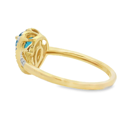Bids.com 1.13ct London Blue Topaz Diamond Ring 14KT Yellow Gold Rings White Smoke 7