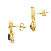 Bids.com .55ct Onyx Diamond Dangle Earrings 10KT Yellow Gold Earrings White Smoke