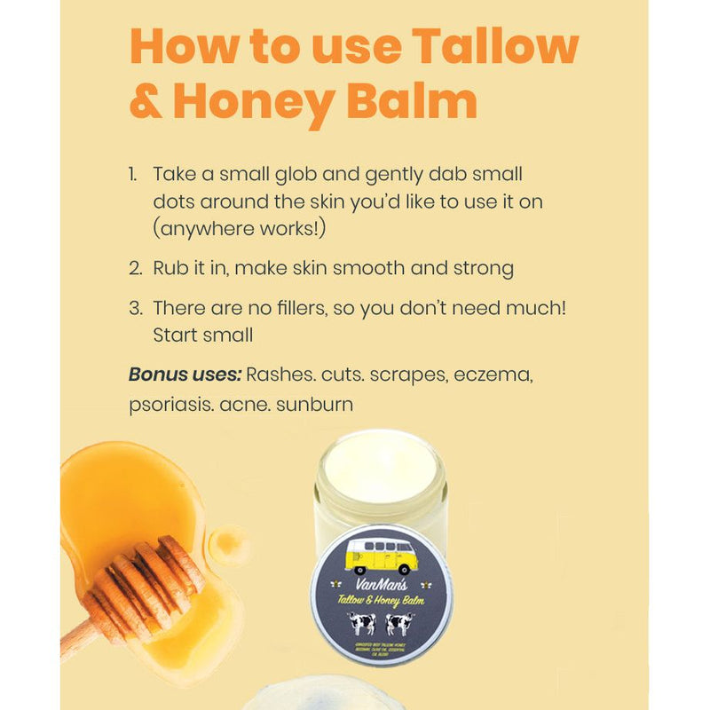 VanMan VanMan's Bison Tallow & Honey Balm - 2 oz *No Essential Oils* Pale Goldenrod