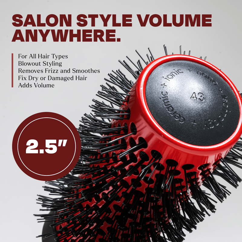 TheSalonGuy Ion Infused Ceramic Round Brush 2.5" TheSalonGuy Haircare Light Gray